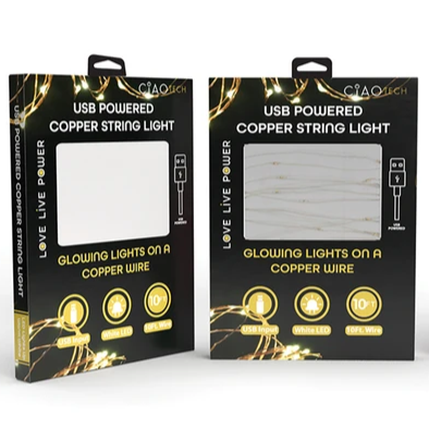 2-Pack 10-Ft USB Powered Indoor/Outdoor LED Copper Wire String Light