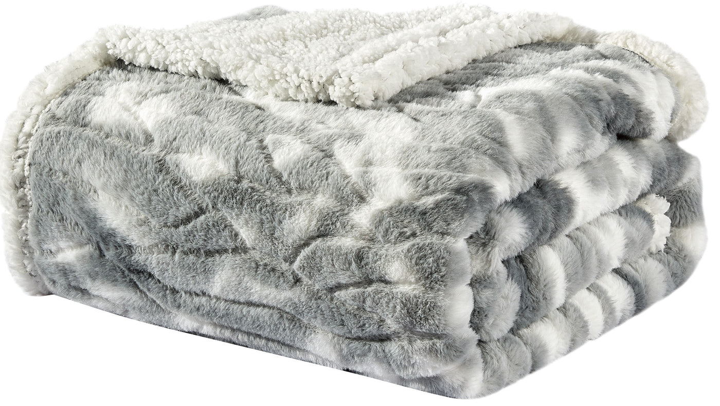 Alaska Faux Fur Sherpa Blanket Queen Size