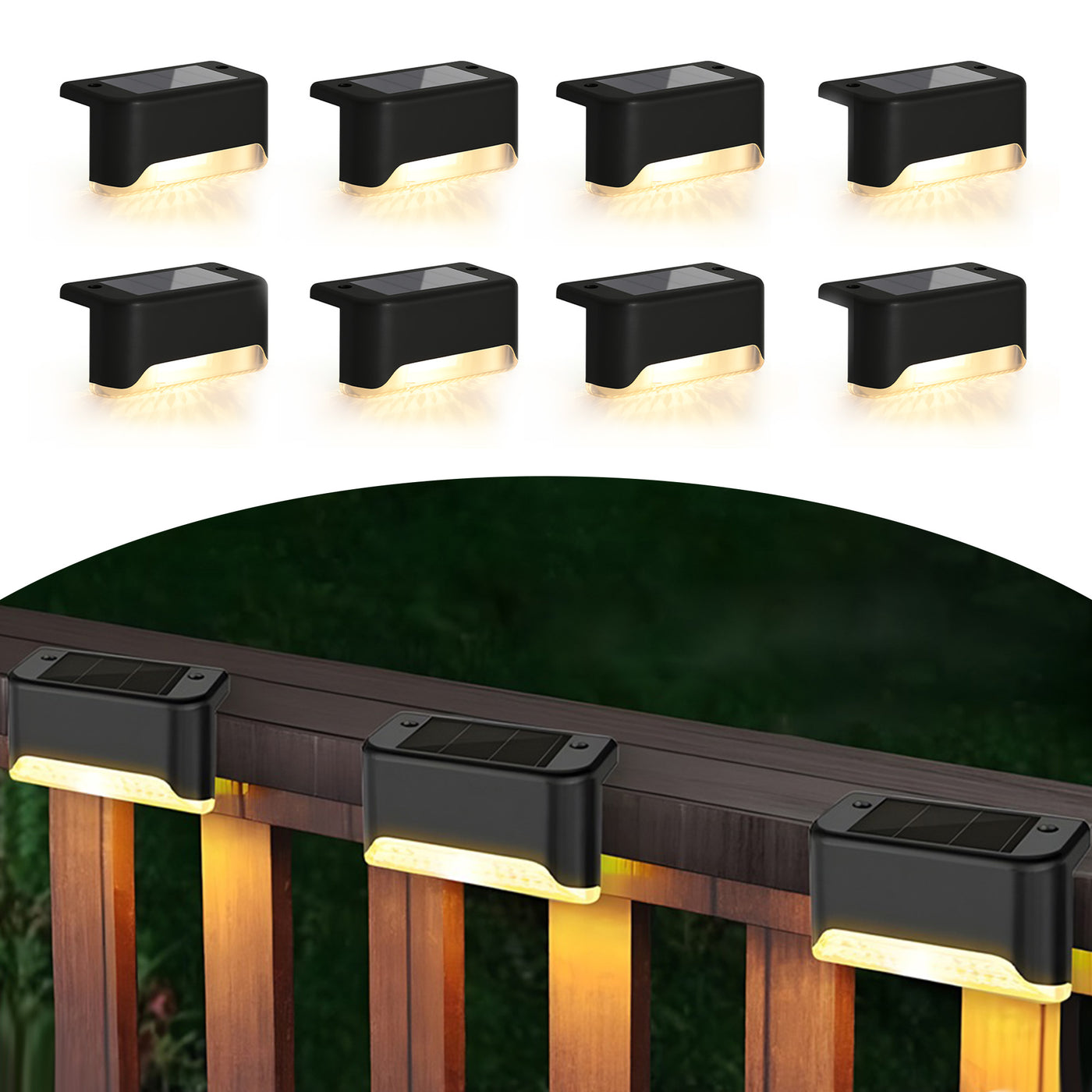 8-Pack Solar LED Deck & Step Lights