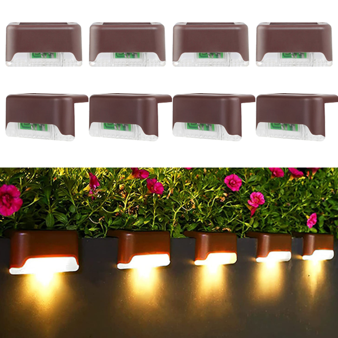 8-Pack Solar LED Deck & Step Lights