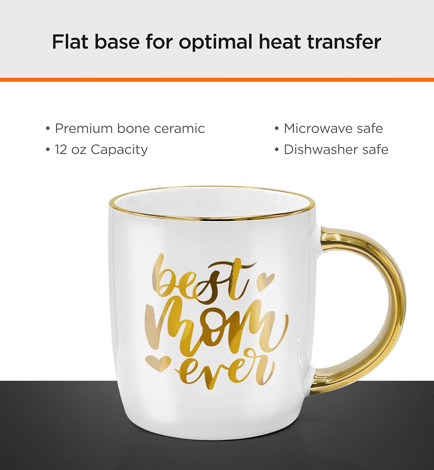 Gift for Mom from Daughter/Son, Coffee Lover Mug with Electric Heated Warmer - Unique Gift Idea for Mothers Day, Birthday, Christmas, 12oz Best Mom Ever (Gift Boxed)