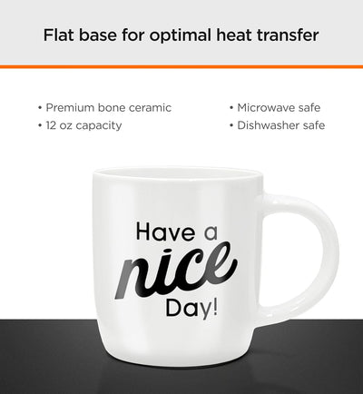 Funny Coffee Mug with Warmer Have a Nice Day Sarcastic Coffee Mug with Electric Heated Base - Novelty Christmas Gift Idea for Coworker/Coffee Lover, Men/Women (Gift Boxed)