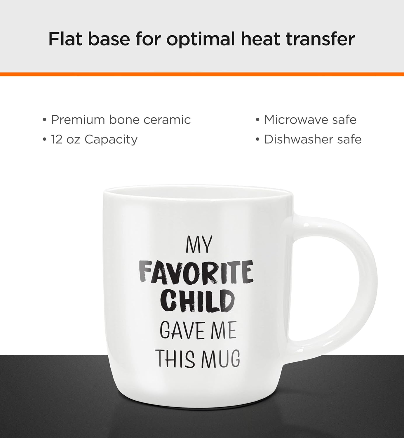 Coffee Mug with Electric Warmer, Gift for Mom or Dad with Heated Base - Great for Coffee Lover Parent, Birthday, Christmas, My Favorite Child Gave Me This Mug (12oz) Gift Boxed