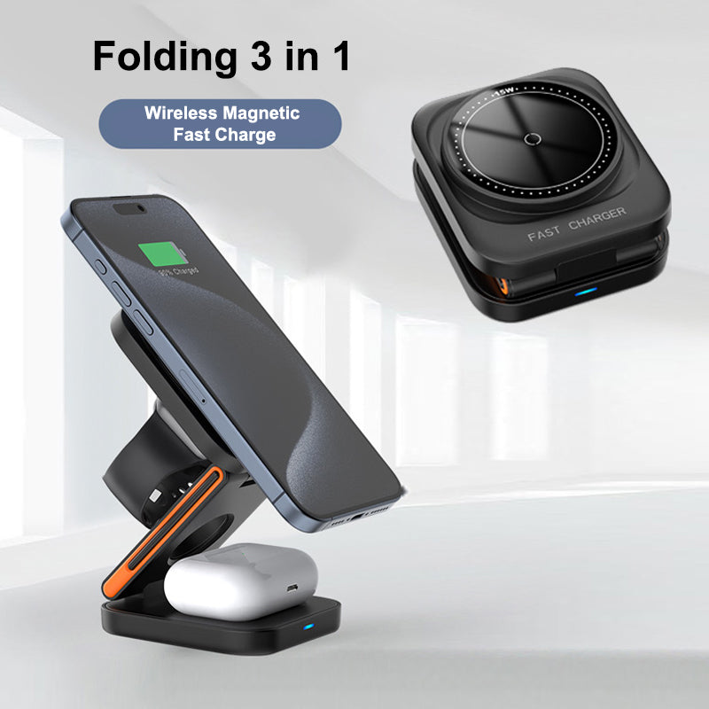 CF37 Foldable Wireless Charger – Compact, Fast Charging, Portable Design for iPhone, Android, and Qi-Enabled Devices