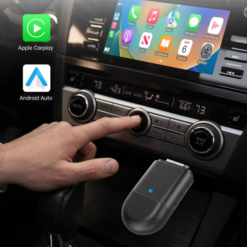 2-in-1 Wireless CarPlay & Android Auto Adapter | USB & Type-C Plug | 5.8GHz Wi-Fi