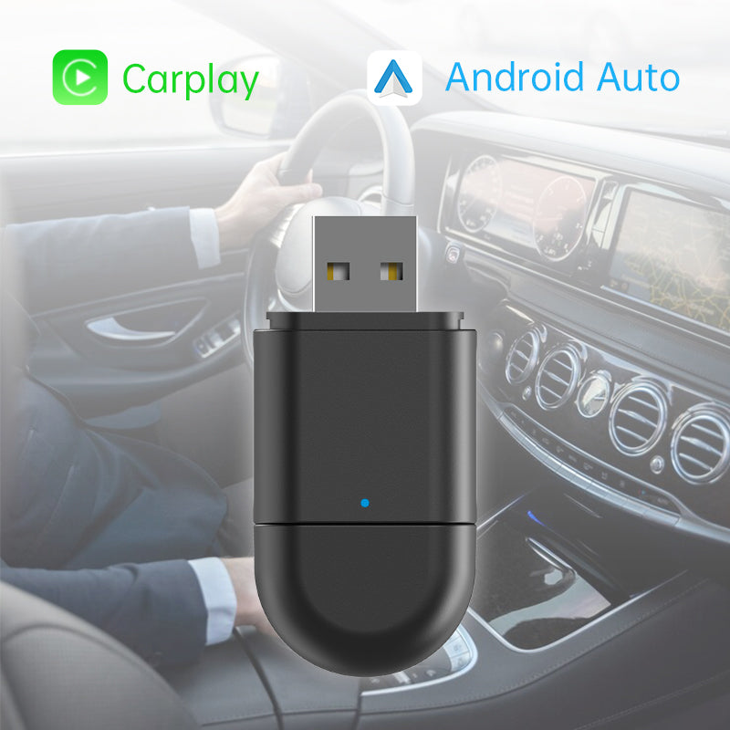 2-in-1 Wireless CarPlay & Android Auto Adapter | USB & Type-C Plug | 5.8GHz Wi-Fi