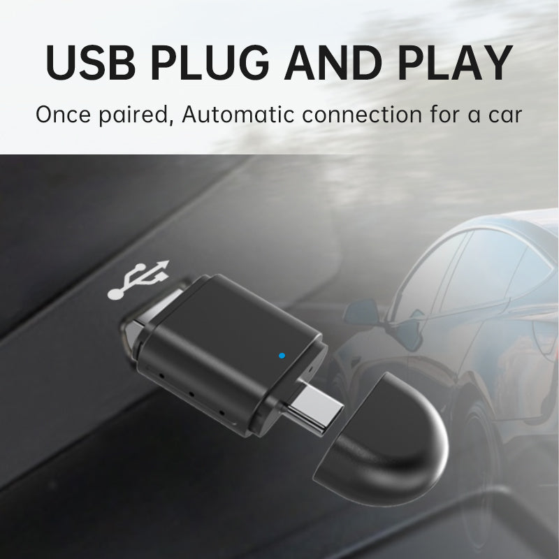 2-in-1 Wireless CarPlay & Android Auto Adapter | USB & Type-C Plug | 5.8GHz Wi-Fi