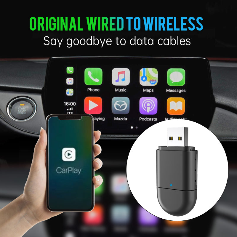 2-in-1 Wireless CarPlay & Android Auto Adapter | USB & Type-C Plug | 5.8GHz Wi-Fi