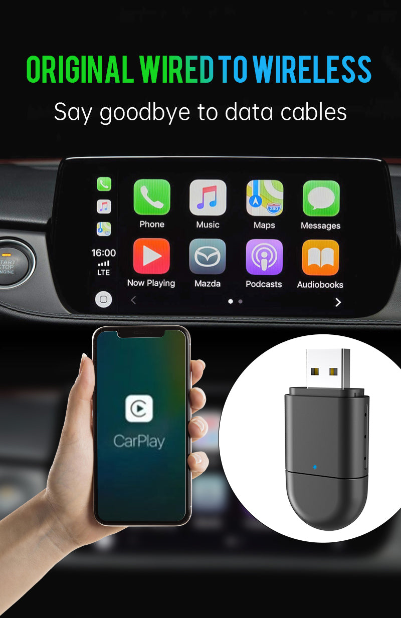 2-in-1 Wireless CarPlay & Android Auto Adapter | USB & Type-C Plug | 5.8GHz Wi-Fi