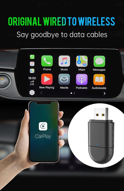 2-in-1 Wireless CarPlay & Android Auto Adapter | USB & Type-C Plug | 5.8GHz Wi-Fi