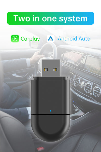 2-in-1 Wireless CarPlay & Android Auto Adapter | USB & Type-C Plug | 5.8GHz Wi-Fi