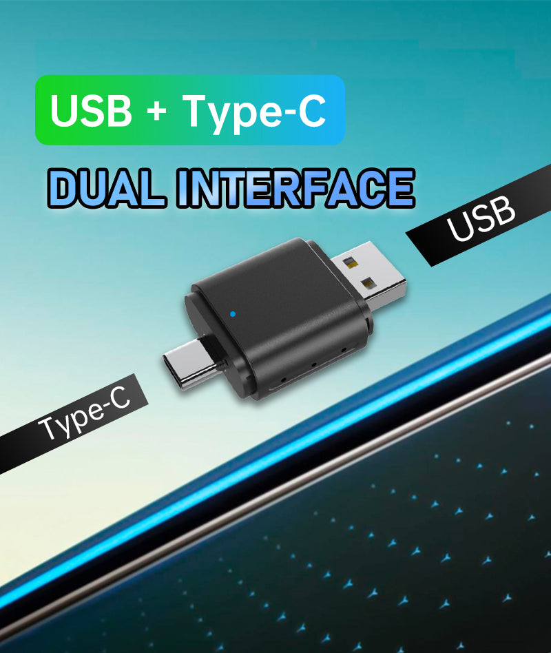 2-in-1 Wireless CarPlay & Android Auto Adapter | USB & Type-C Plug | 5.8GHz Wi-Fi