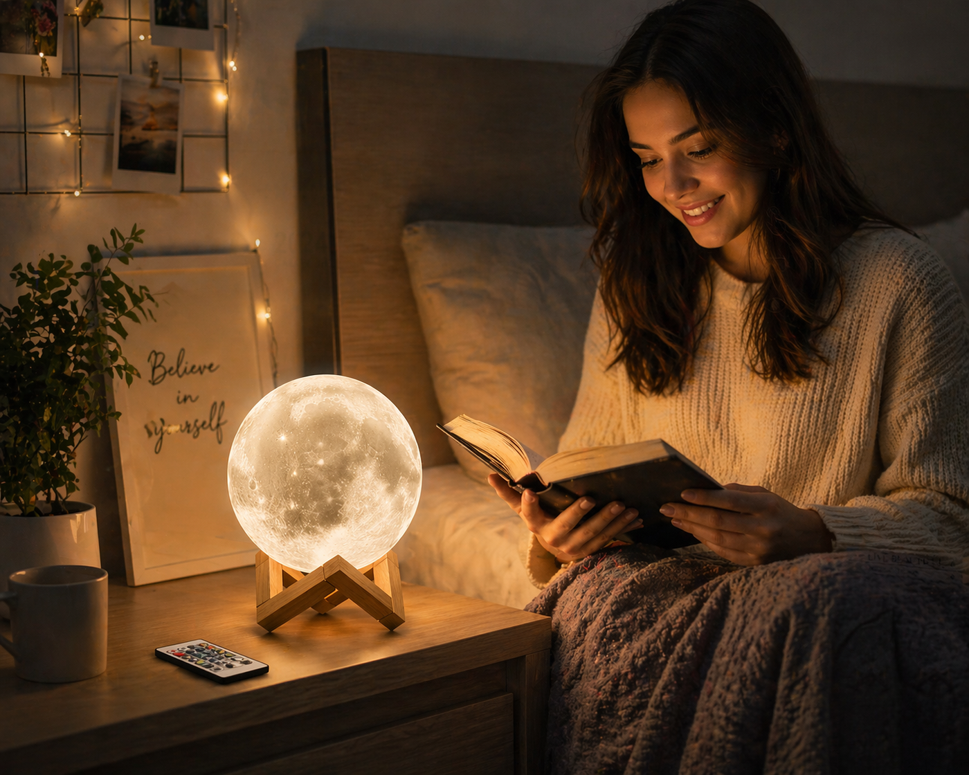 LED Moon Lamp with Display Stand and Remote 16 Colors Adjustable Brigh ...