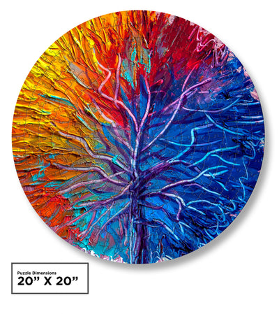 Colorful Trees Round 300 Piece Jigsaw Puzzle (Puzzle Saver Kit Included)