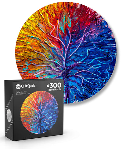 Colorful Trees Round 300 Piece Jigsaw Puzzle (Puzzle Saver Kit Included)