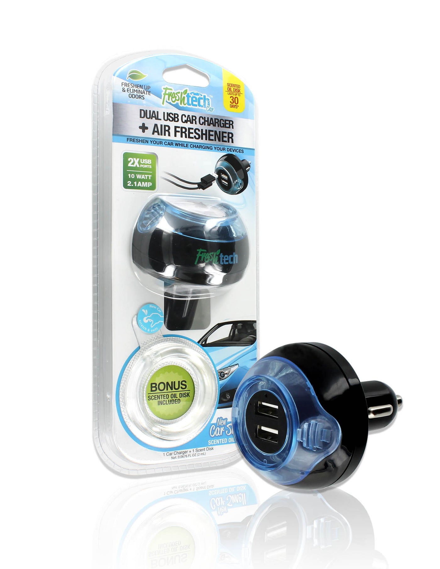 2-Pack FreshTech Dual USB Air Freshener with 6 Scent Refills
