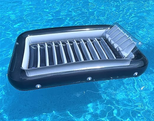 XL Floating Pool Bed, Inflatable Water Lounger Raft Float for Swimming/Tanning 70"x49" Navy Blue