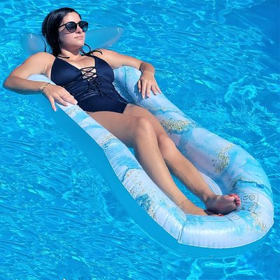 Pool Floaties Adult Size, Heavy Duty Raft Water Lounger Recliner Inflatable Float for Swimming Pool