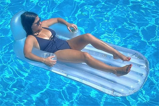 Pool Float for Adults,Inflatable Lounge Chair Recliner for Swimming/Tanning - Blue Marble