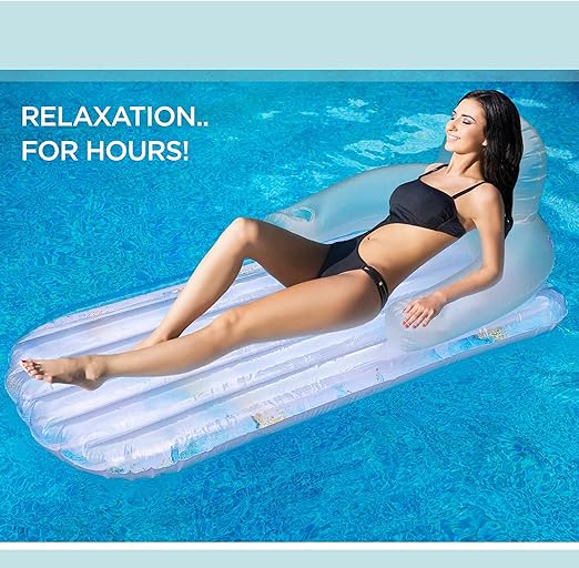 Pool Float for Adults,Inflatable Lounge Chair Recliner for Swimming/Tanning - Blue Marble
