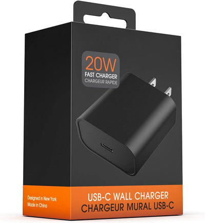 USB C Charger (20W) Fast Charging Wall Plug Power Adapter Block Compatible with iPhone 12/13/14/15 Pro Max/Pixel/Note/Samsung Galaxy - Black
