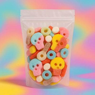 BUBS Swedish Candy Mix - Sweet & Sour Swedish Gummies- Vegan and Gluten Free - Big Skulls, Diamonds, Logs & More