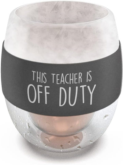 Teacher Appreciation Freezer Stemless Wine Glass Gift for Teacher Off Duty Frozen Wall Insulated Chiller Cup for Ice-Cold Drinks (Gift for Christmas/Birthday/End of Year)