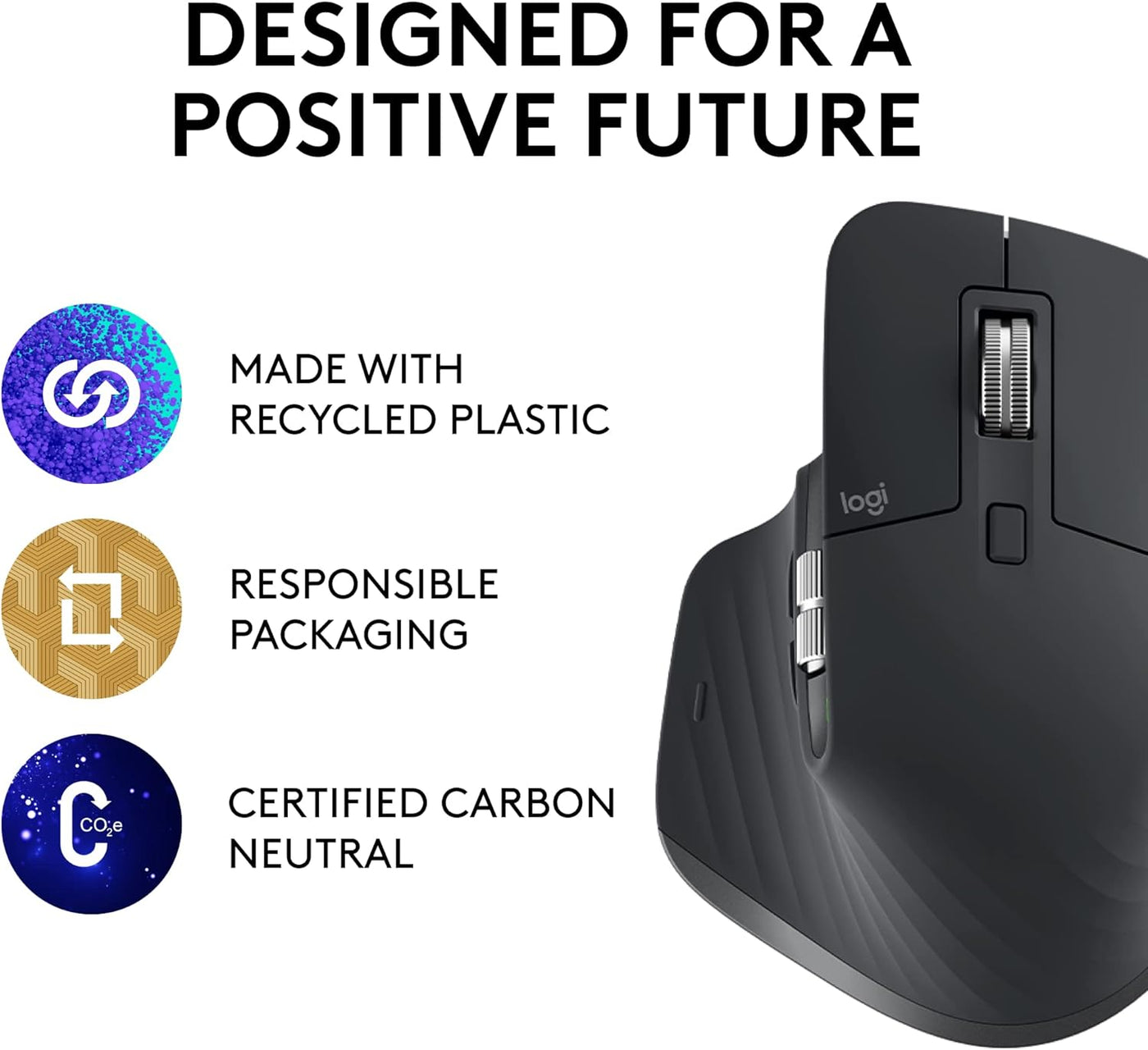 Logitech MX Master 3S - Wireless Performance Mouse, Ergo, 8K DPI, Track on Glass, Quiet Clicks, USB-C, Bluetooth, Windows, Linux, Chrome - Graphite - With Free Adobe Creative Cloud Subscription