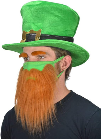 (2 Pack) Funny Bearded Leprechaun St Patricks Day Face Masks for Adults