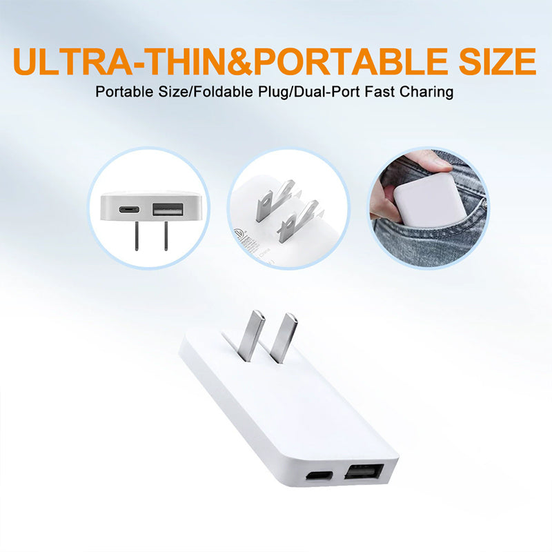 Ultra-Slim 30W USB-C & USB-A Dual-Port Fast Charger – 2-Pack