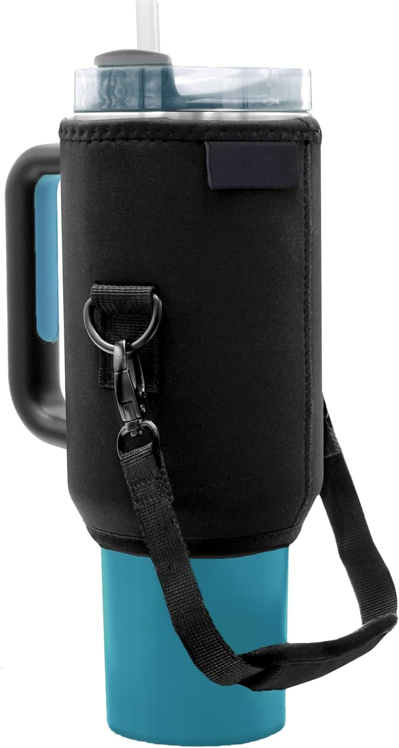 Protective Carrying Sleeve for Stanley 40 oz Tumbler with Handle - Fitted Neoprene Bottle Bag w/Padded Strap Handle for Adventure Quencher/Flowstate (Zipper-free Design)