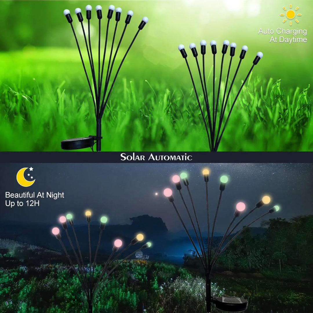 Flexible Solar-Powered Colorful LED Light Branches – 2 Pack (16 Bulbs Total)