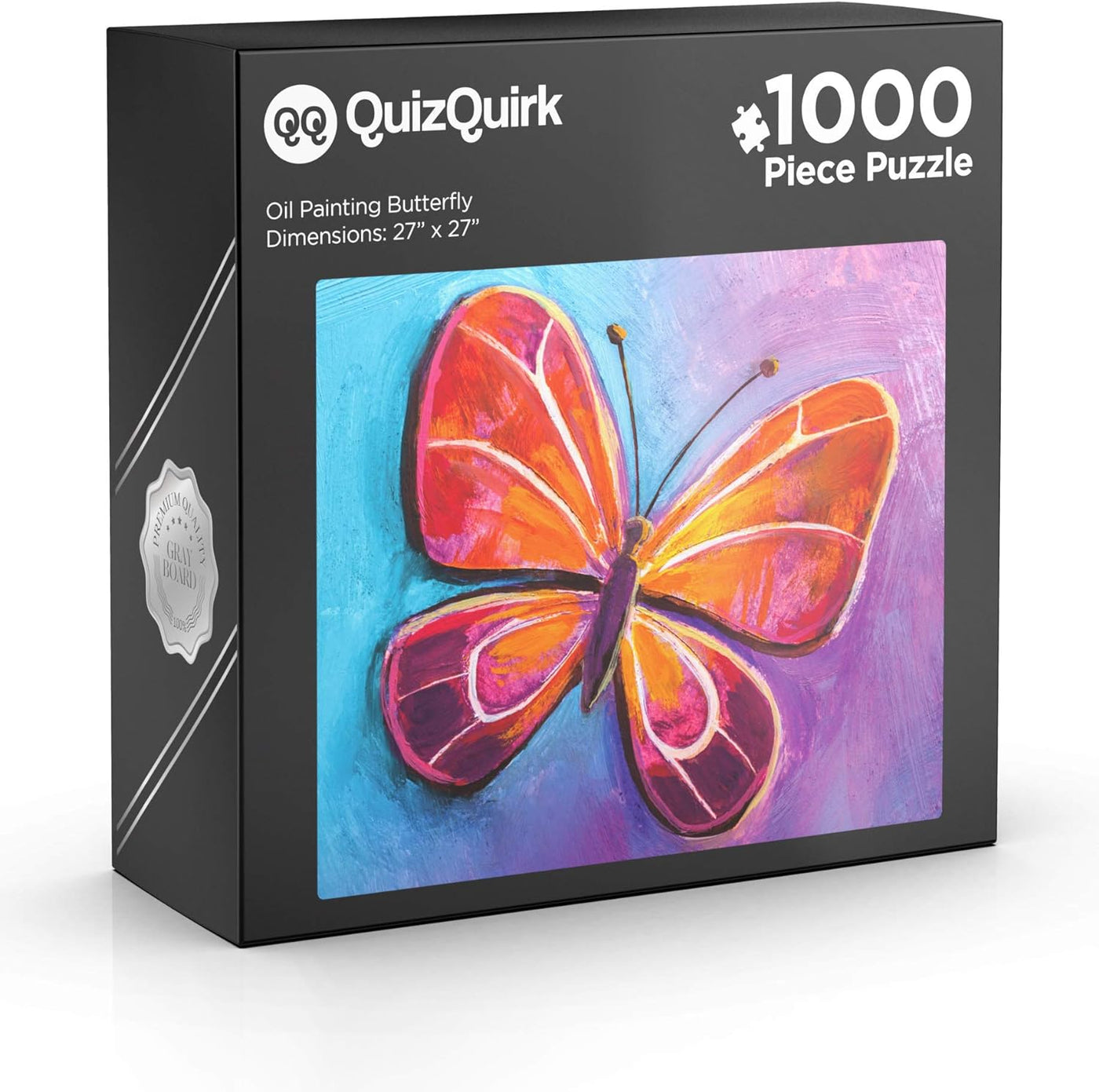 QuizQuirk 1000 Piece Puzzle, Butterfly Painting Jigsaw Puzzle for Adults/Teens (Puzzle Saver Kit Included)