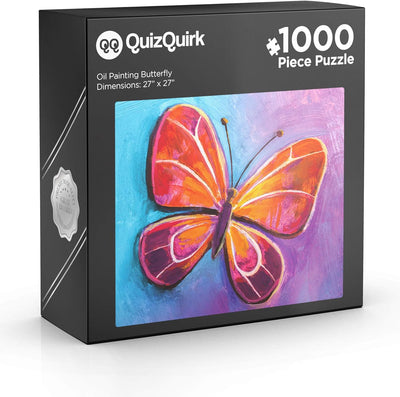 QuizQuirk 1000 Piece Puzzle, Butterfly Painting Jigsaw Puzzle for Adults/Teens (Puzzle Saver Kit Included)