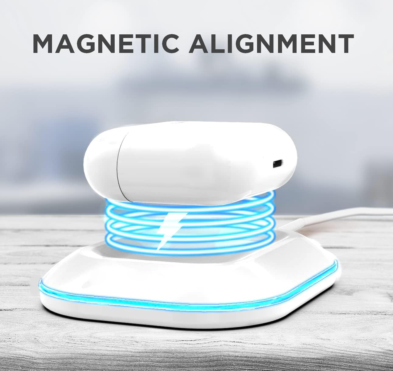 Wireless Charger Designed for Airpods Pro and 2nd / 3rd Gen Models - Magnetic Charging Alignment, Softglow Power Indicator (White)