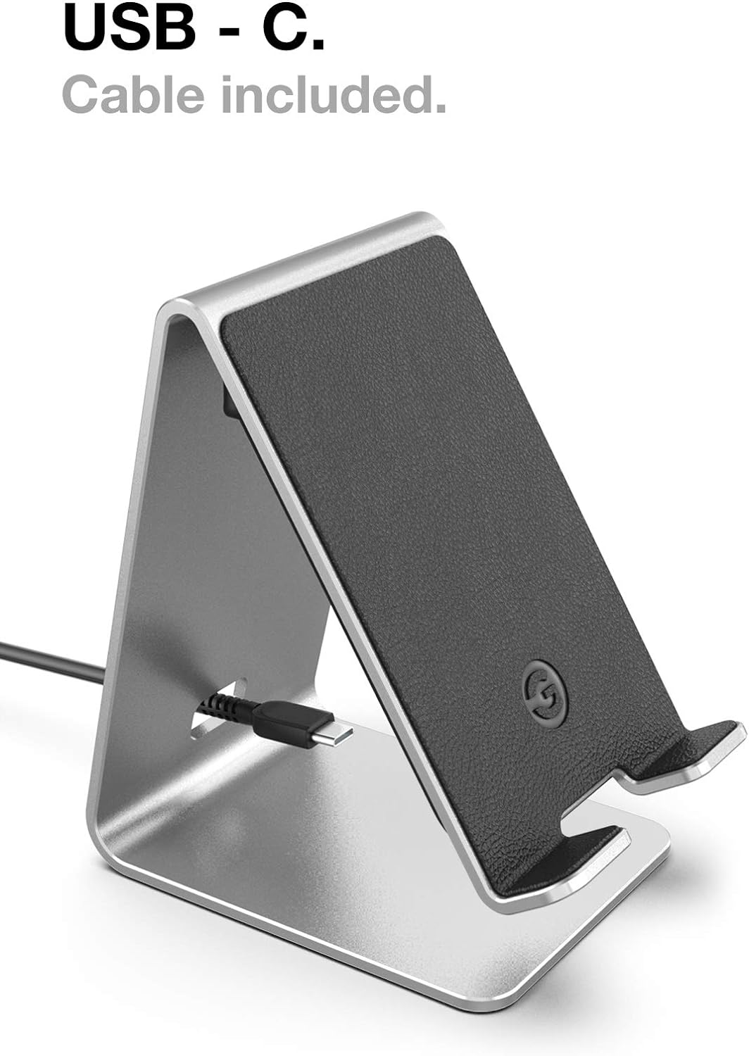 PowerStand Wireless Charging Stand with Dimmable LED Backlights - Desktop Charger for iPhone, Android and Galaxy Phone Models (Aluminum Silver)