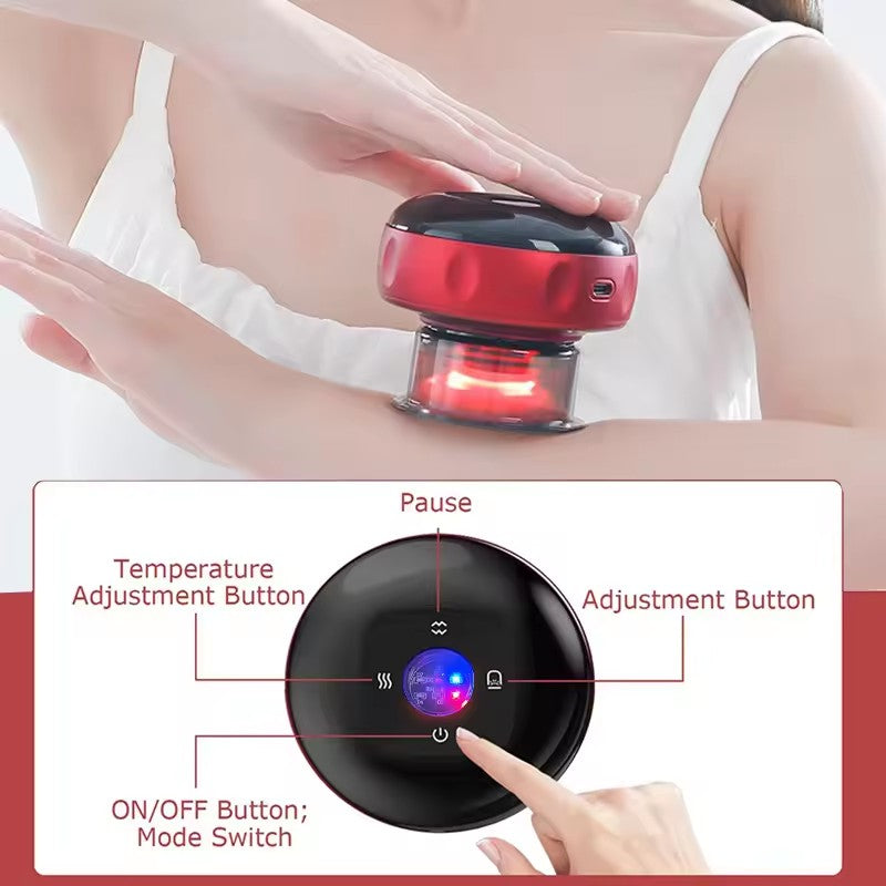 Cupping Massage Device – 6 Suction Modes, Red Light Therapy, 1200mAh, Rechargeable