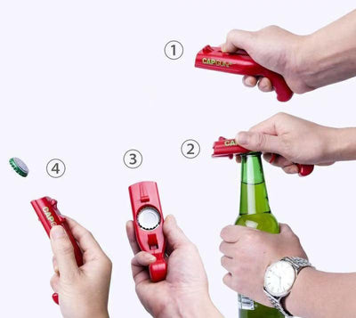 2-Pack BARSUPPLY Push Down Automatic Magnetic Beer Bottle Opener + BONUS Cap Gun