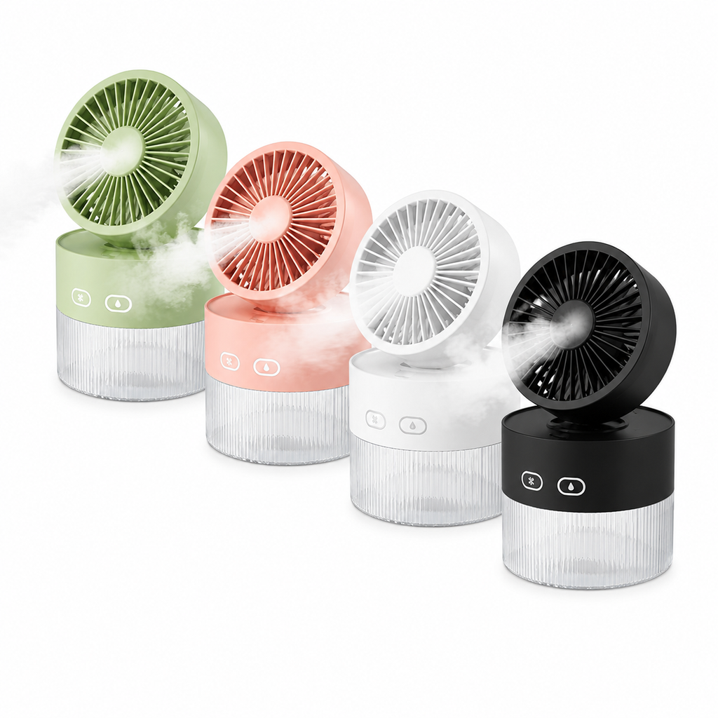 Mist Cooling Fan Compact Desktop Fan with Water Mist Feature