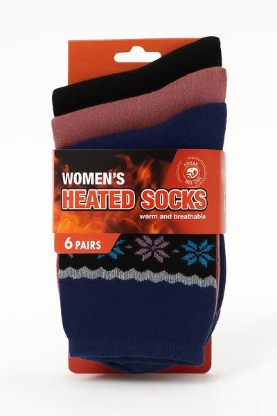 6-Pairs Women's Heated Socks – Warm, Soft & Cozy