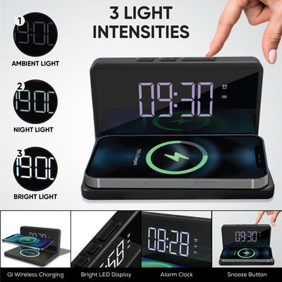 LED Alarm Clock with wireless Charging