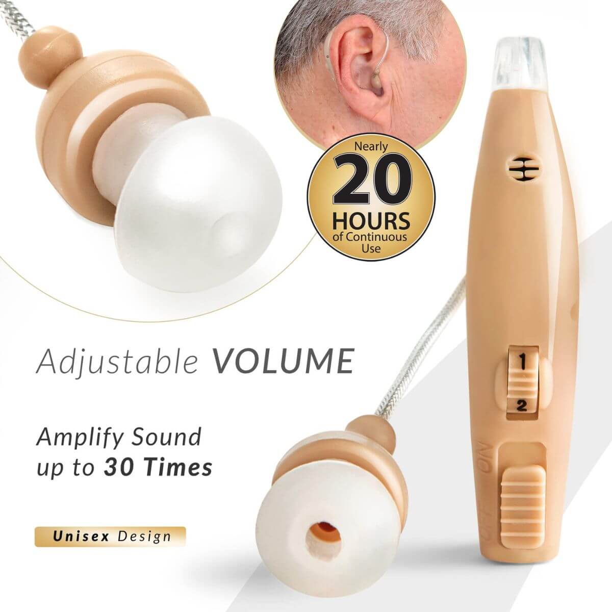 MSA PRO™ Sound Amplifier – 30X Volume Boost, Lightweight, Rechargeable (Up to 20 Hours)