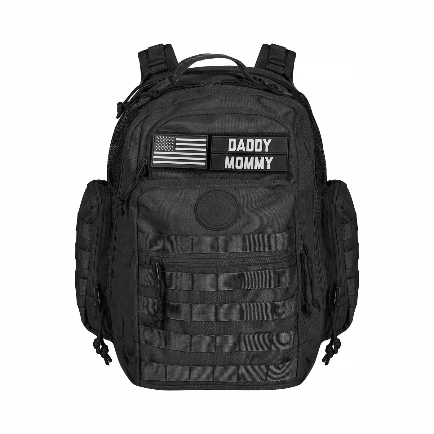 Phil & Jack Dad Diaper Bag Backpack, Baby Diaper Bag with Changing Station, Tactical Military Style, Womens Mens Diaper Bag (Black)
