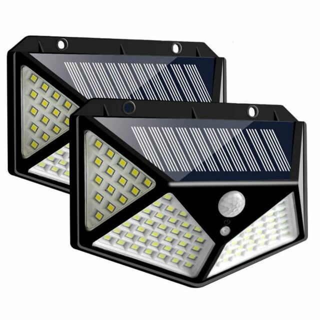 2-Pack Solar Powered 100-LED Motion Activated Outdoor Light