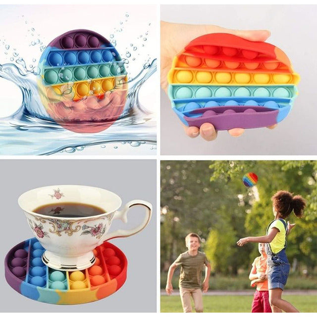 2-Pack Rainbow Bubble Popper Anti-Stress Fidget Toy