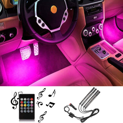 Car Interior RGB Lights 4-Pack w/ Remote