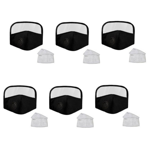 6-Pack Cotton Face Mask with Eye Shield and Carbon Filters
