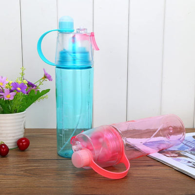 2-Pack Hydration Water Bottle with Spray Mist 600ML