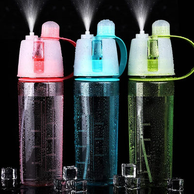2-Pack Hydration Water Bottle with Spray Mist 600ML
