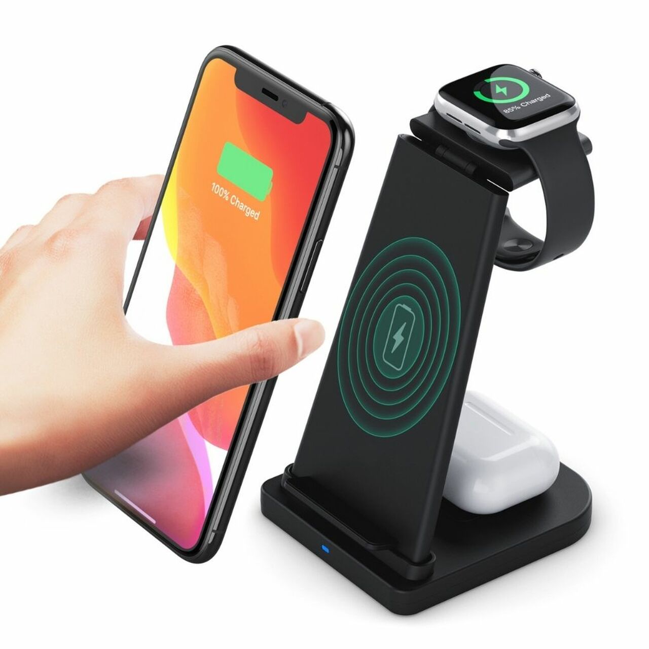 3-in-1 Fast Wireless Charging Stand for Phones, Apple Watch & AirPods